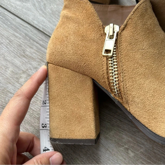 Zara  Trafaluc Tan Suede Block Heel Ankle Boots - Picture 13 of 13
